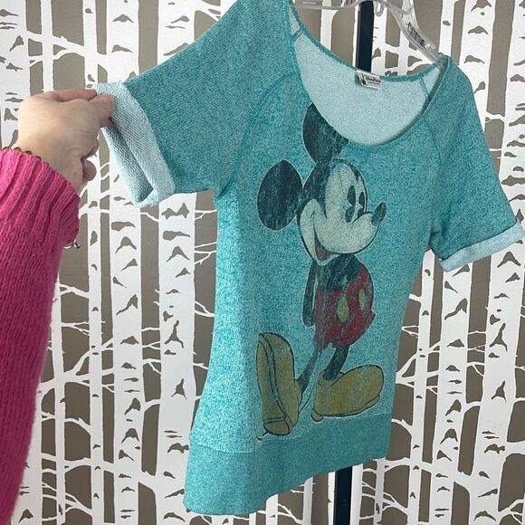 Disney Mickey Mouse French Terry Short Sleeve Sweatshirt M - Picture 6 of 7